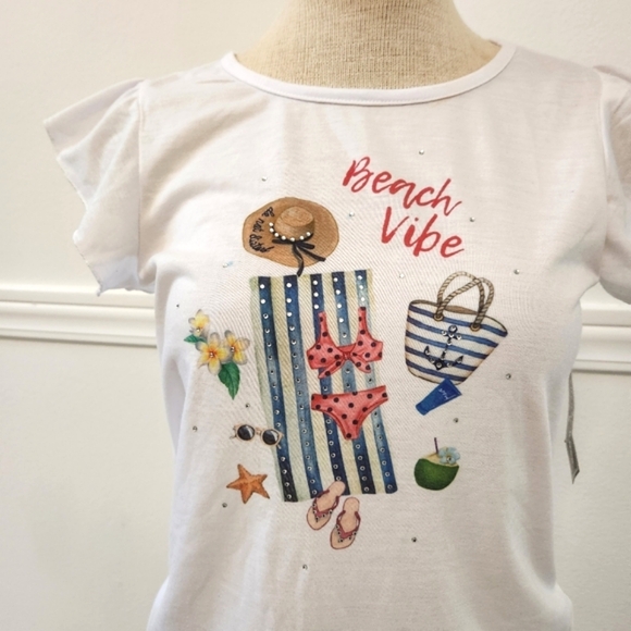 Vintage Rose Ruffle sleeve crew neck tshirt - Picture 4 of 12